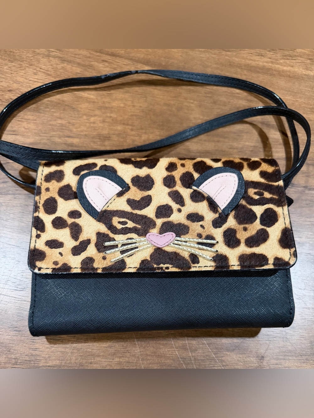 kate spade Run Wild Leopard-Print Cat Face Crossbody